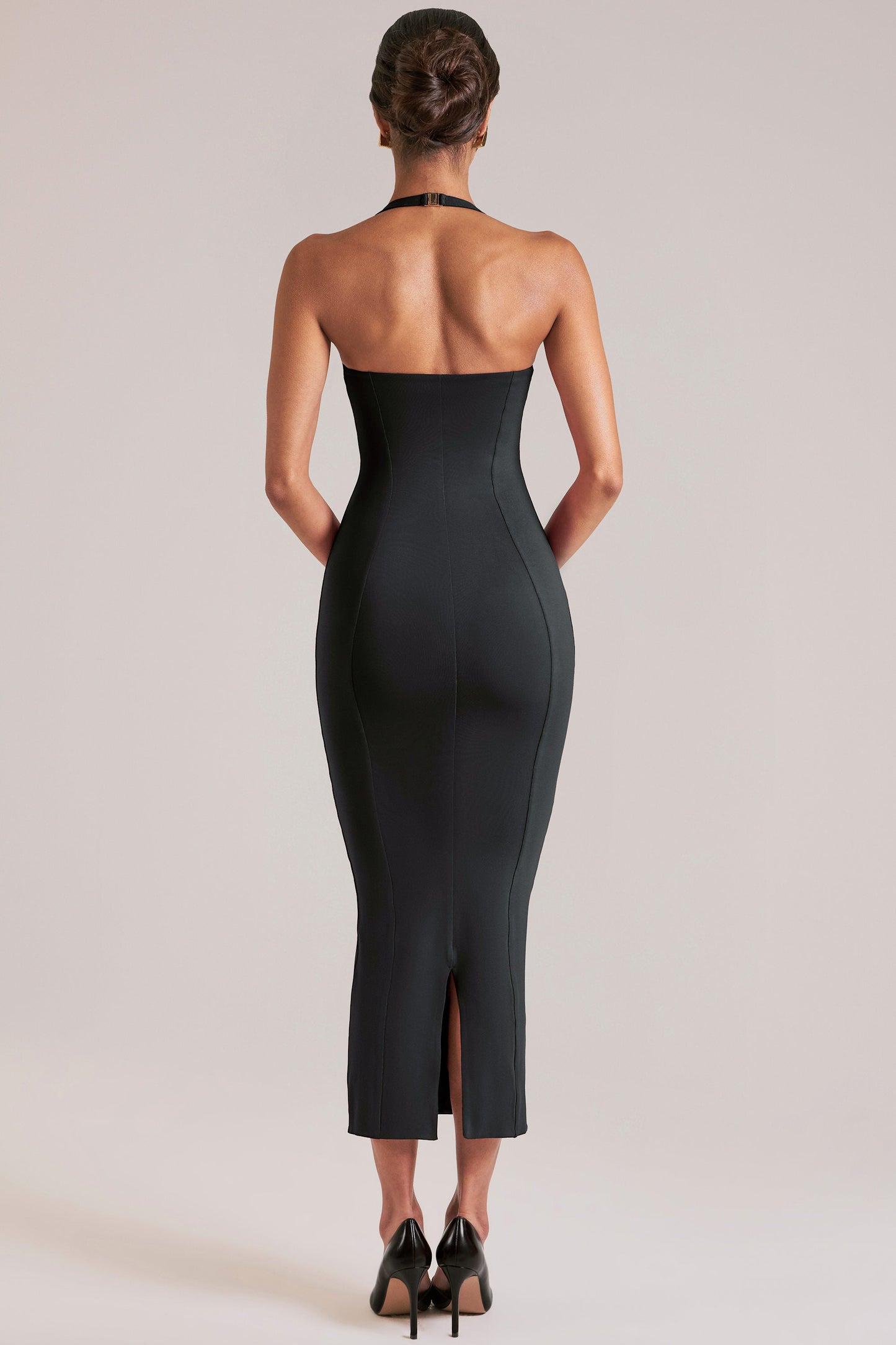 Halterneck Midaxi Dress in Black